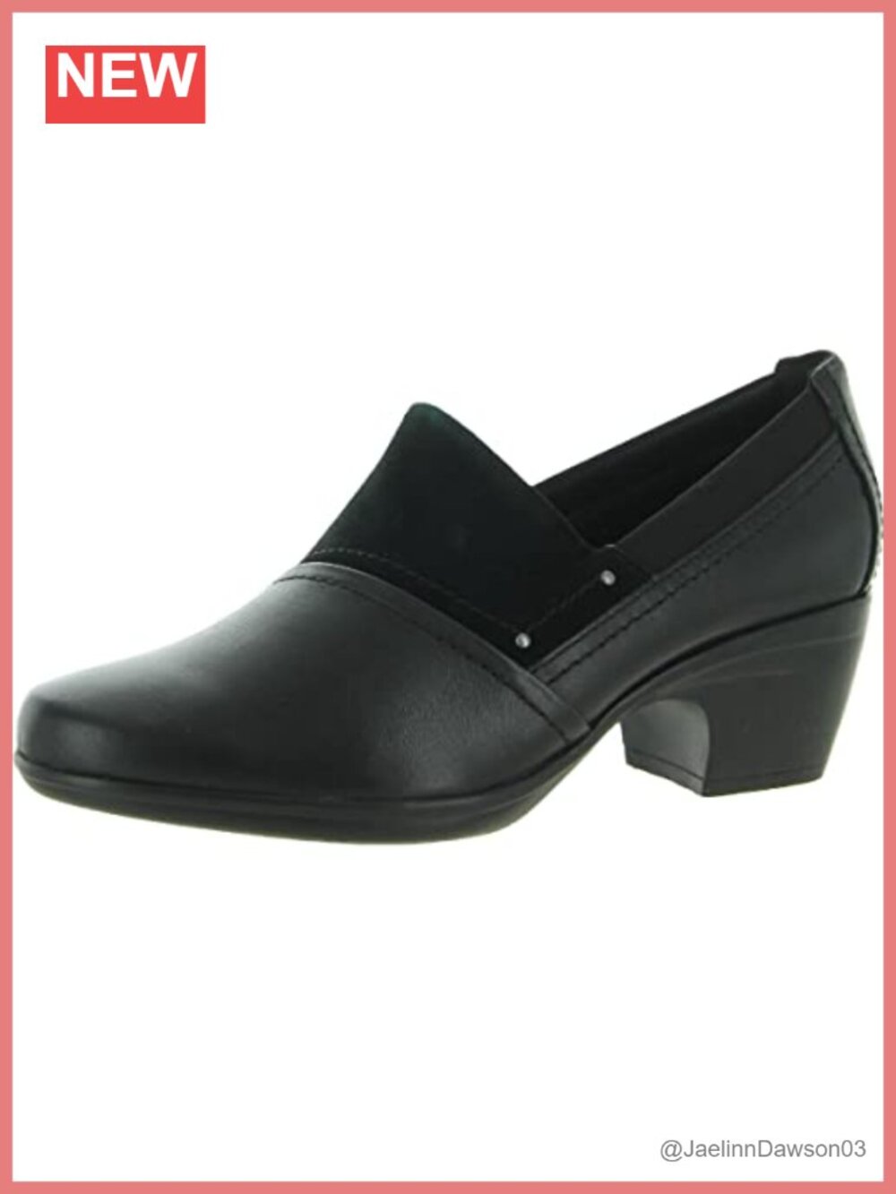 Women's Leather Slip-On Loafer Block Heel Pull-On Casual